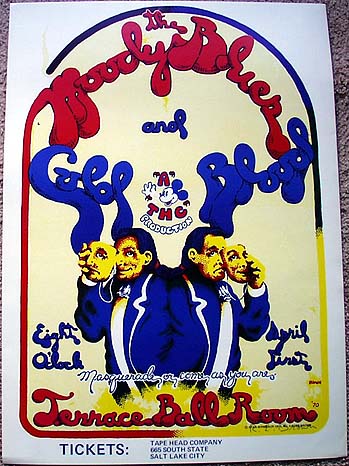 [Image of concert poster: MOODY BLUES with Cold Blood April 1st, 1970 at the Terrace Ballroom in Salt Lake City, Utah]